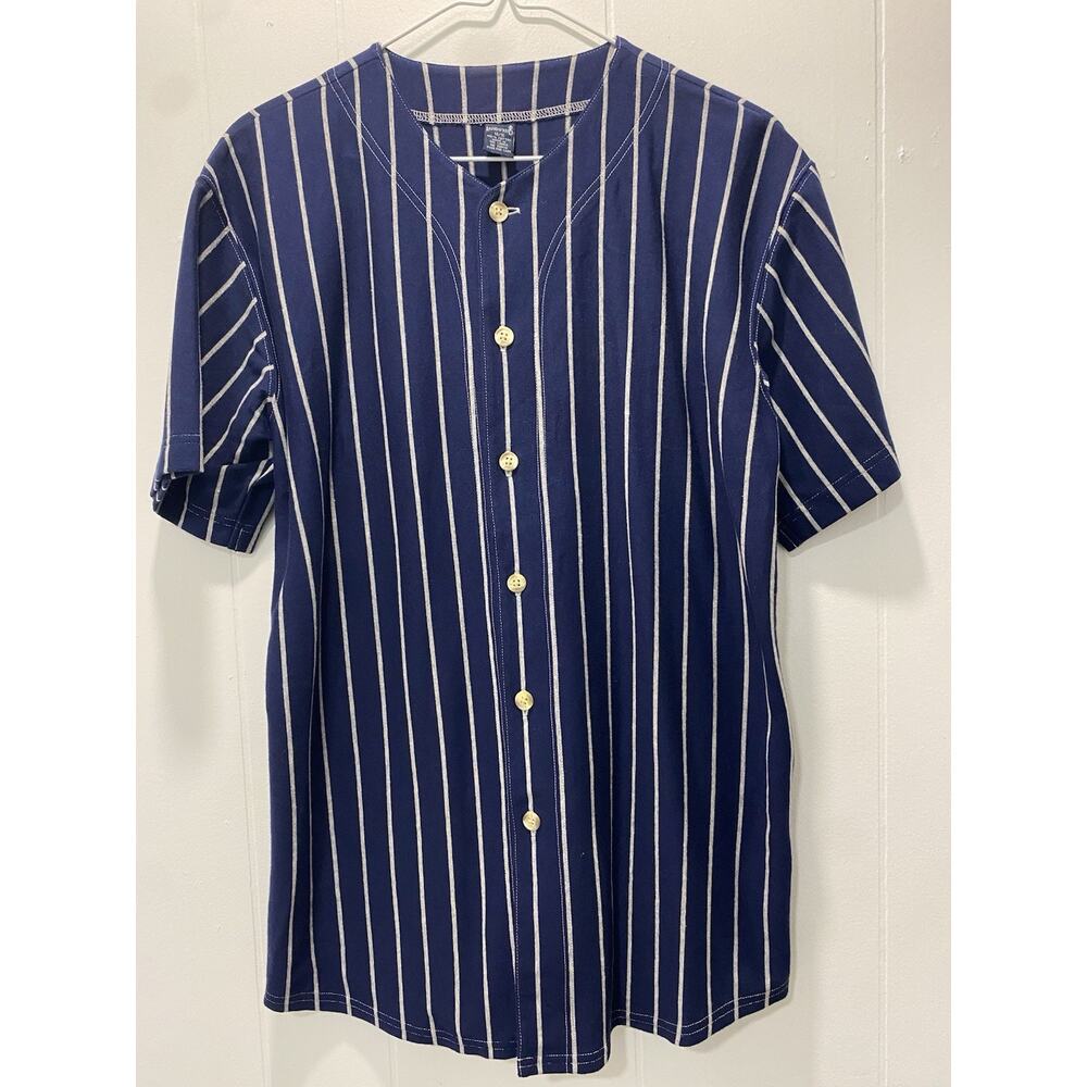 Vtg Lands’ End Blue White Striped Button Front Top W 14/16 Cotton Old Money Chic - Picture 2 of 7